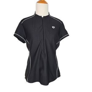 Pearl Izumi Women Cycling Jersey Black Diamond Jacquard 1/2 Zip Pockets Medium